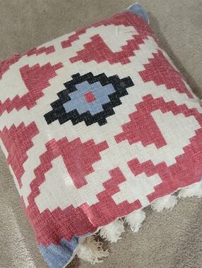 Southwestern Geometric Accent Pillow in Coral Pink